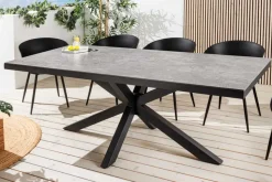 In- und Outdoor Esstisch GALAXIE 160cm hellgrau Keramik anthrazit Aluminium