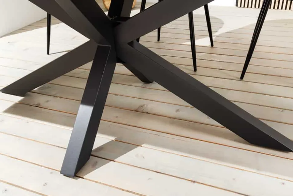 In- und Outdoor Esstisch GALAXIE 200cm hellgrau Keramik anthrazit Aluminium