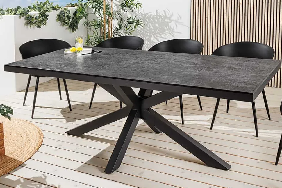 In- und Outdoor Esstisch GALAXIE 200cm anthrazit Keramik Aluminium wetterfest