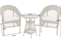 In- und Outdoor Garten-Set ELYSEE natur grau Polyrattan Aluminium inkl. Tisch Kissen