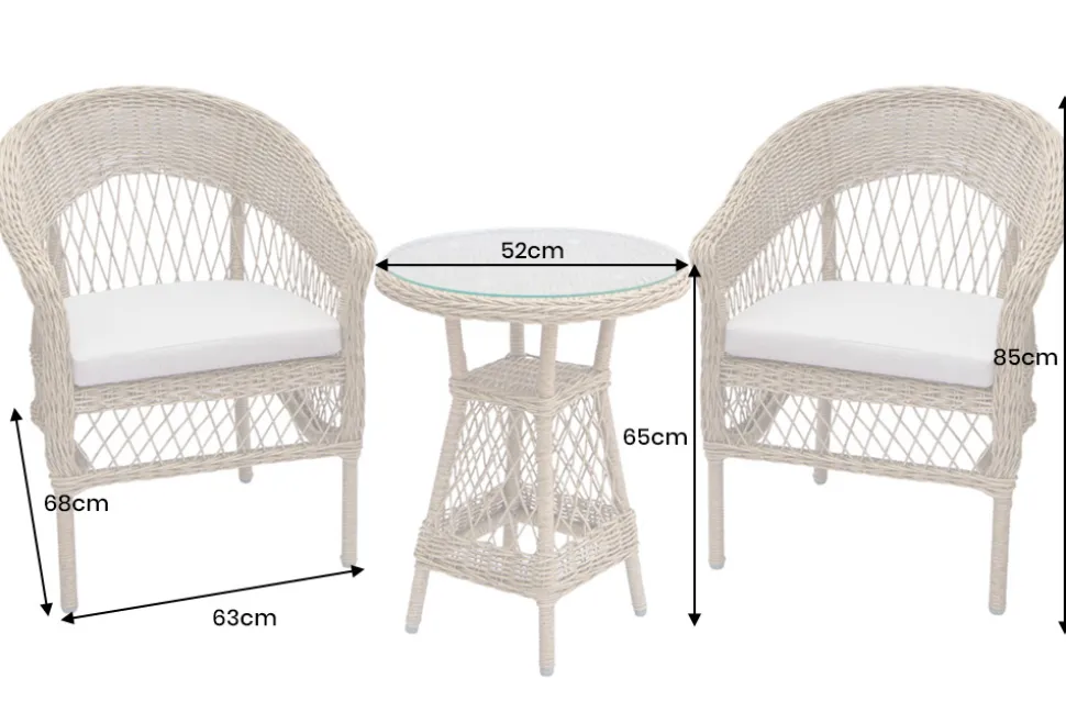 In- und Outdoor Garten-Set ELYSEE natur grau Polyrattan Aluminium inkl. Tisch Kissen
