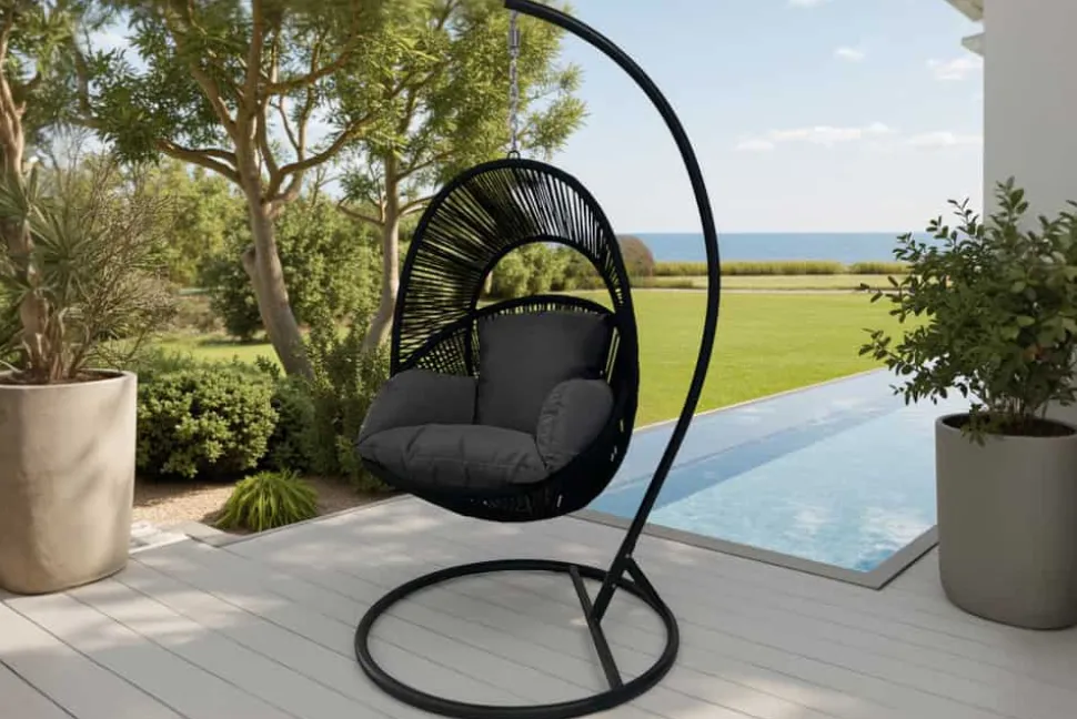 In- und Outdoor Hängesessel AIR ROPE anthrazit schwarz inkl. Kissen