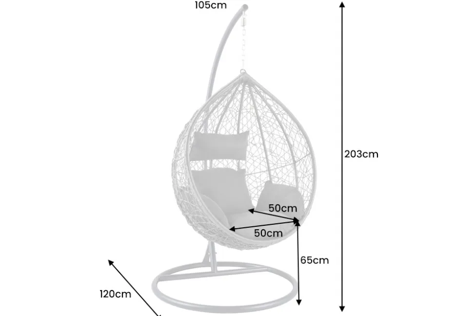 In- und Outdoor Hängesessel LOFT anthrazit grau Gartenstuhl inklusive Kissen wetterfest