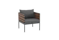 In- und Outdoor Lounge-Sessel UNIQUE 70cm schwarz braun grau Aluminium inkl. Kissen