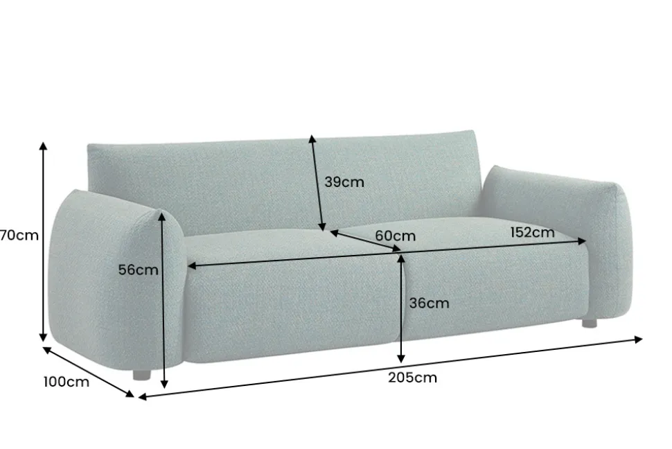 In- und Outdoor Sofa SEAHAWK 205cm türkis Aluminium Olefin wetterfest 2-Sitzer Couch