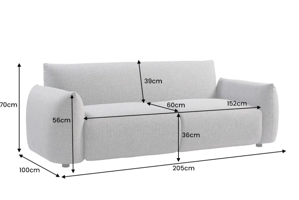 In- und Outdoor Sofa SEAHAWK 205cm anthrazit Aluminium Olefin wetterfest 2-Sitzer Couch