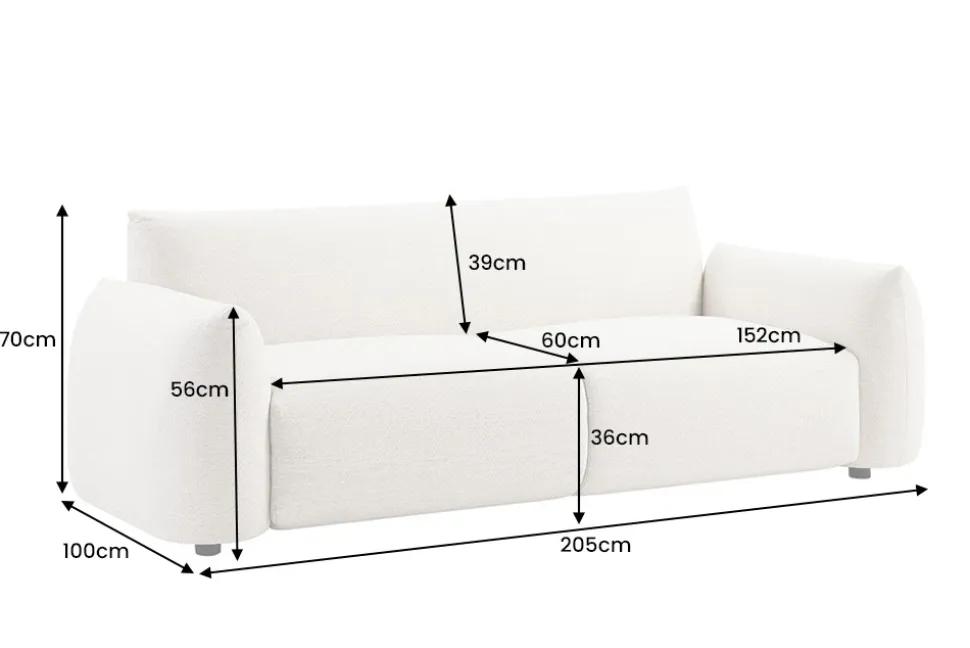 In- und Outdoor Sofa SEAHAWK 205cm creme Aluminium Olefin wetterfest 2-Sitzer Couch