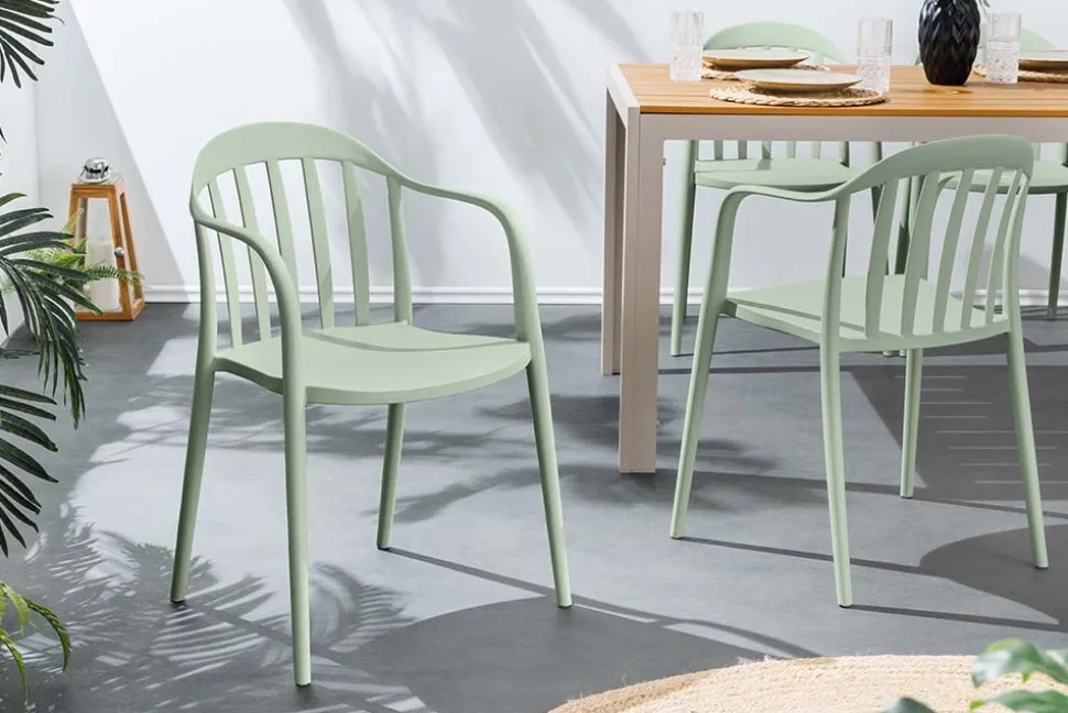In- und Outdoor Stuhl STUDIO ITALIA salbei stapelbar Kunststoff Gartenstuhl