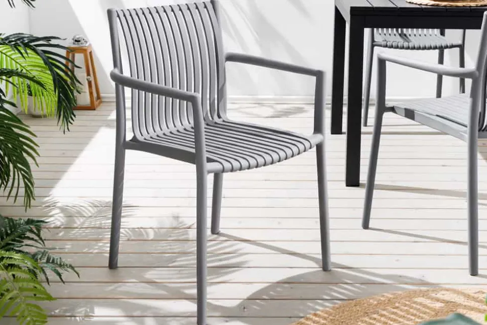 In- und Outdoor Stuhl STUDIO ITALIA anthrazit stapelbar wetterfest Gartenstuhl
