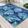 In- und Outdoor Teppich LEAF 180x120cm blau grün Blatt-Design Läufer wetterfest