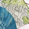 In- und Outdoor Teppich LEAF 235x160cm türkis grün weiß Blätter florales Design wetterfest