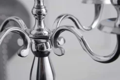 Kerzenständer MODERN BAROCK 40cm silber 5-armig Lüster Aluminium poliert Kerzenhalter