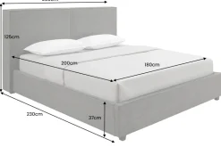 Komfortables Boxbett ROCCO 180x200cm dunkelgrau Cord mit Stauraum und Lattenrost