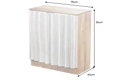 Kompaktes Sideboard ZALVERO 80cm natur silber Mangoholz mit Metall-Aluminium Front