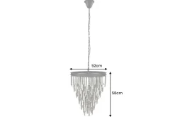 Luxus Kronleuchter KRISTALL 50cm grau mit Glasprismen schwarz Eisen Hängelampe