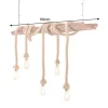 Maritime Hängeleuchte SEVEN SEAS 110cm Massivholz Seil Deckenlampe 5 Leuchten