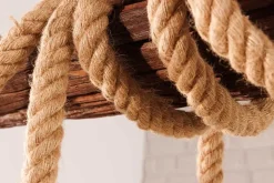 Maritime Hängeleuchte SEVEN SEAS 110cm Massivholz Seil Deckenlampe 5 Leuchten