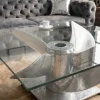 Maritimer Couchtisch OCEAN L 85cm silber antik Schiffsschraube mit Glasplatte