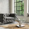 Maritimer Couchtisch OCEAN M 60cm silber antik rund Schiffsschraube Glasplatte
