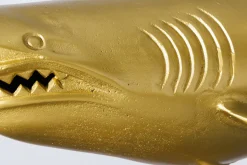 Maritime Skulptur HAI 103cm gold handmade Metall Design Haifisch