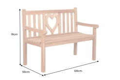 Massive Gartenbank EMPIRE TEAK Herz 120cm natur Teakholz