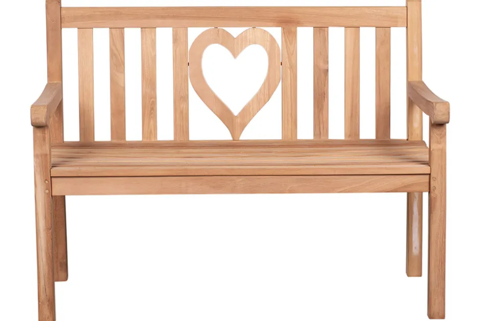 Massive Gartenbank EMPIRE TEAK Herz 120cm natur Teakholz