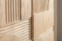 Massiver Barschrank ART DECO 140cm weiß gekälkt Mangoholz 3D-Front Highboard