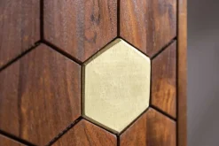 Massiver Barschrank MYSTIC LIVING 75cm Akazie braun gold Retro Design
