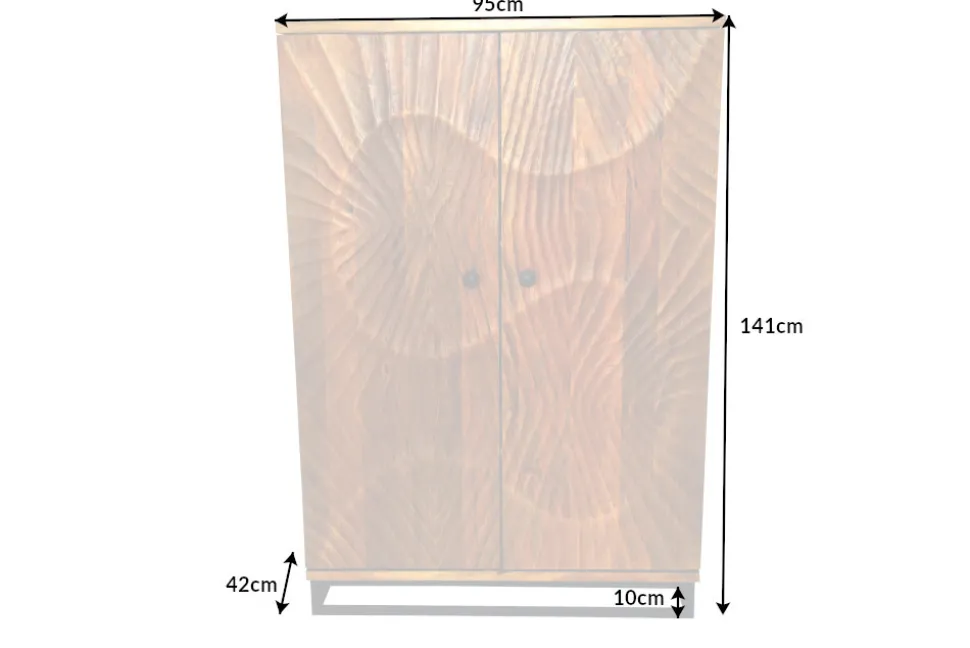 Massiver Barschrank SCORPION 141cm braun Mangoholz aufwendige 3D Schnitzereien