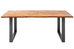 Massiver Baumstamm Esstisch GENESIS 200cm Akazie Baumkante Kufengestell Industrial Finish