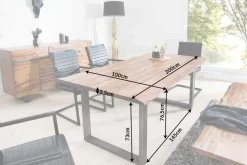 Massiver Baumstamm Esstisch GENESIS 200cm Akazie Baumkante Kufengestell Industrial Finish