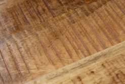 Massiver Beistelltisch FACTORY 45cm natur Mangoholz geflammt auf Rollen