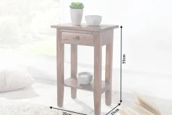 Massiver Beistelltisch HEMINGWAY 55cm coffee Mahagoniholz Shabby Chic Telefontisch