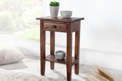 Massiver Beistelltisch HEMINGWAY 55cm coffee Mahagoniholz Shabby Chic Telefontisch