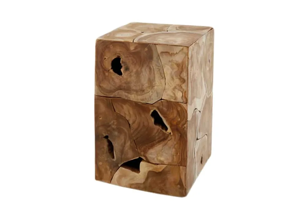 Massiver Beistelltisch SQUARE 30cm Teakholz Würfel Sitzhocker