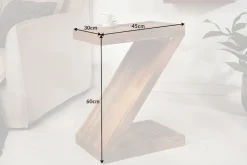 Massiver Beistelltisch Z 45cm Mangoholz Z-Form in Handarbeit gefertigt