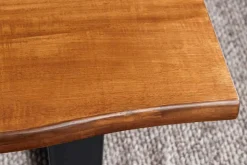 Massiver Couchtisch GENESIS 110cm braun Akazienholz Baumkante V-Gestell