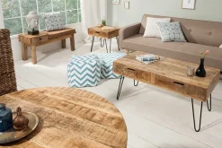 Massiver Couchtisch OPIUM ANTIQUE 60cm natur Mangoholz Beistelltisch