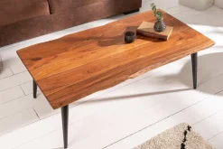 Massiver Couchtisch ORGANIC LIVING 110cm natur Akazienholz mit Baumkante