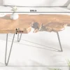 Massiver Couchtisch WILD 100cm Teak Massivholz Baumscheibe Hairpin Legs