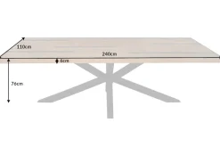 Massiver Esstisch GALAXIE 240cm vintage braun recyceltes Pinienholz schwarzes Stahlgestell
