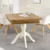Massiver Esstisch HAMPTONS 70cm hellbraun creme recycelte Pinie Bistrotisch