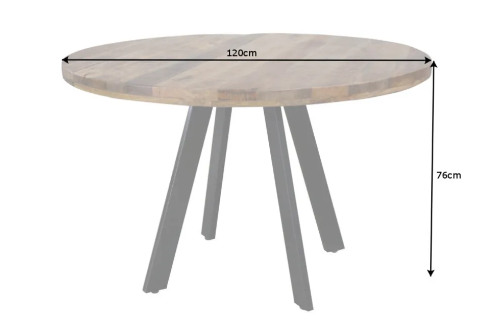 Massiver Esstisch IRON CRAFT 120cm rund natur Mangoholz