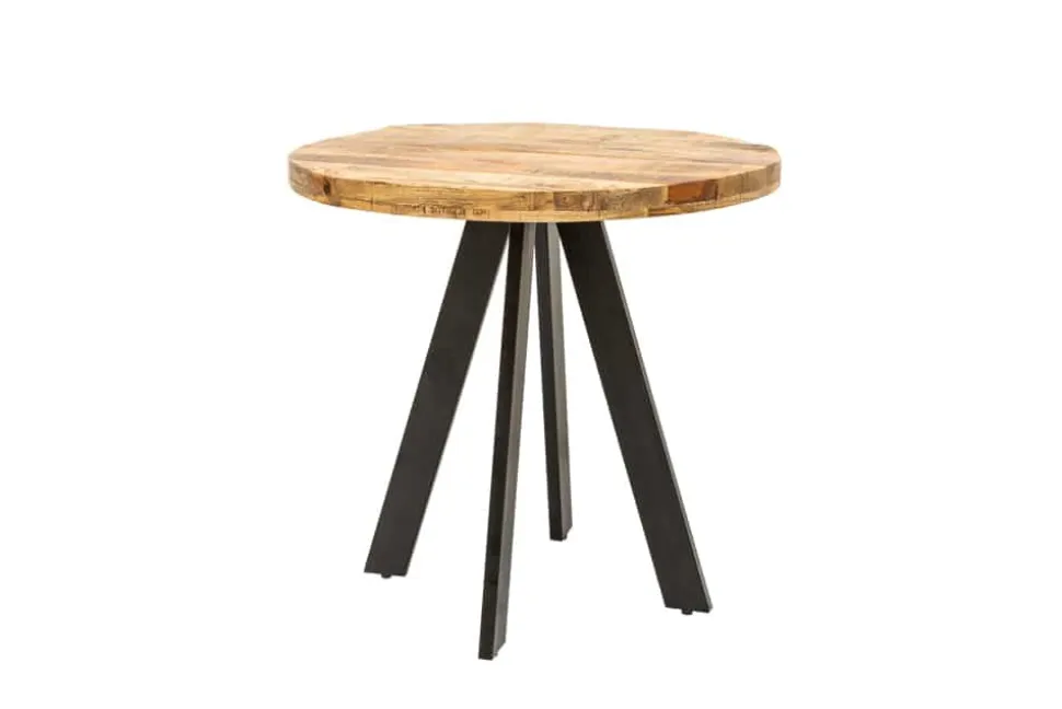 Massiver Esstisch IRON CRAFT 80cm rund natur Mangoholz