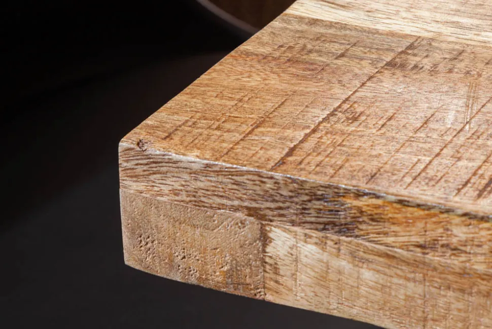 Massiver Esstisch IRON CRAFT 120cm Mangoholz schwarzes Eisengestell Kufe Industrial Design