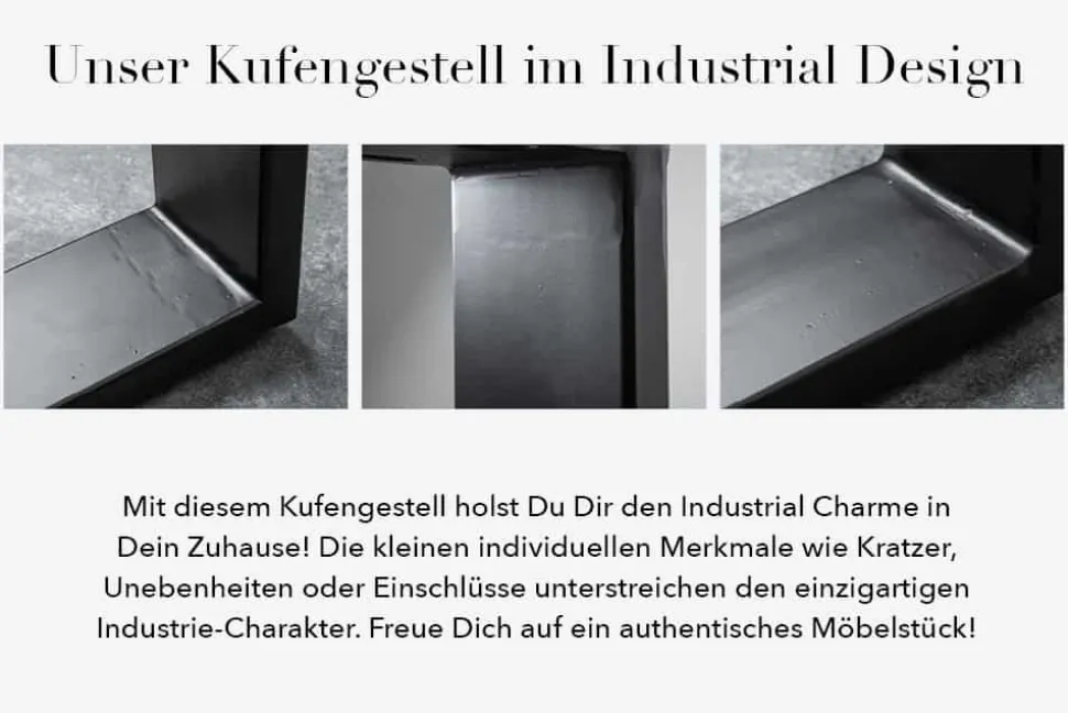 Massiver Esstisch IRON CRAFT 140cm Mangoholz schwarzes Eisengestell Kufe Industrial Design