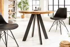 Massiver Esstisch IRON CRAFT 100cm rund natur Mangoholz schwarzes Metallgestell
