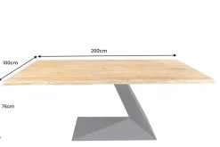 Massiver Esstisch MAMMUT BALANCE 200cm natur braun Akazie schwarz Baumkante