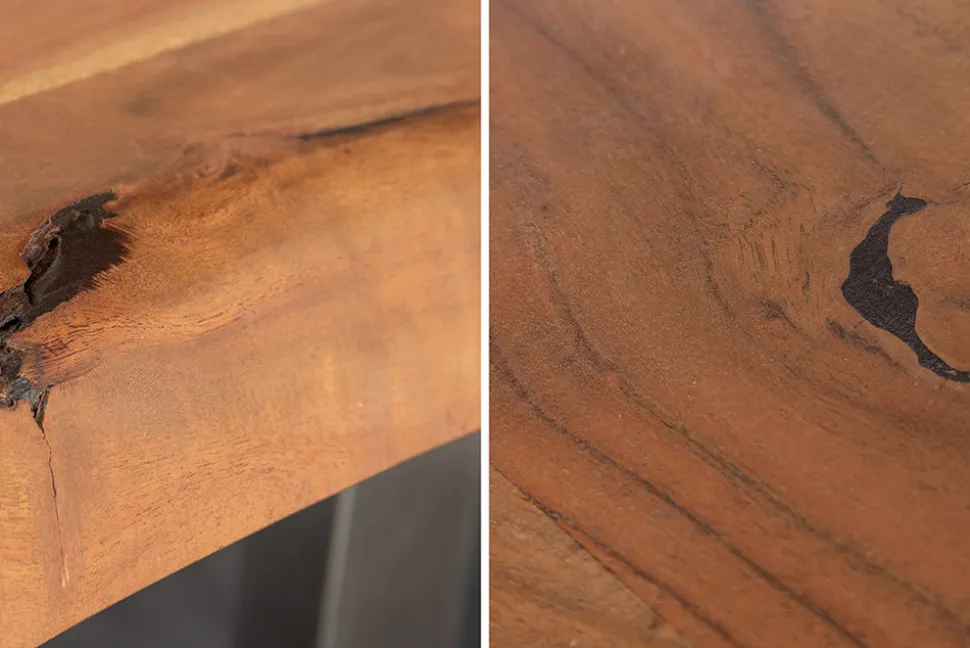Massiver Esstisch MAMMUT 300cm braun honey finish Akazie schwarz Baumkante