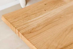 Massiver Esstisch WILD OAK 160cm natur schwarz Wildeiche Baumkante Metall U-Gestell
